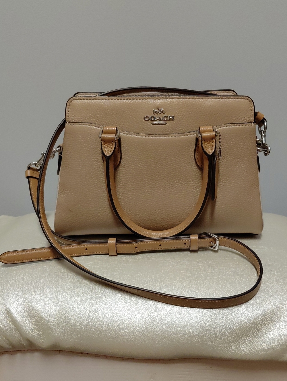 Coach Darcie Mini Leather Satchel in Tan